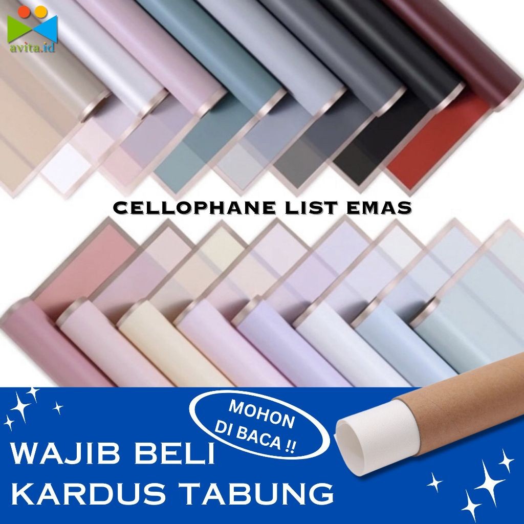 

1 Lembar Cellophane Tepilistemas / Flower Wrapping Paper Varian List Gold Line Emas / Flower Wrapping Cellophane Paper Florist
