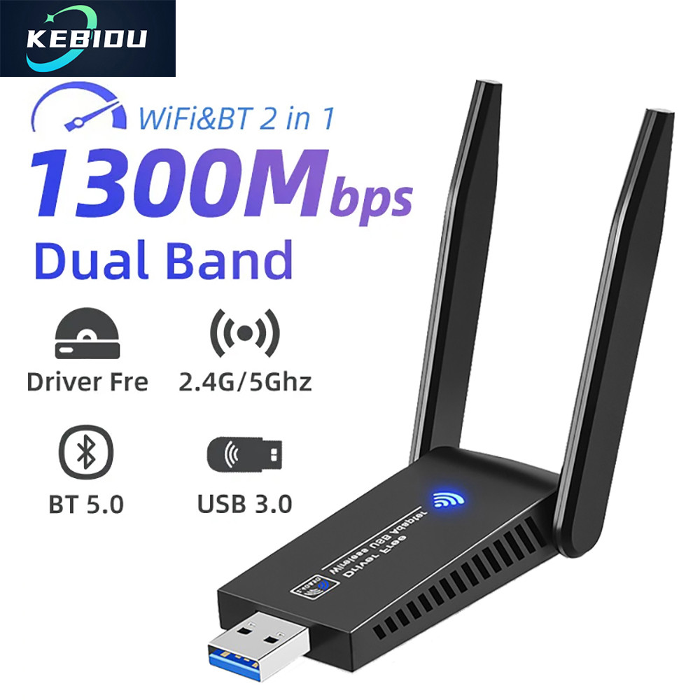 1300Mbps USB 3.0 WiFi Bluetooth 5.0 Adapter 2 in1 Dongle Dual Band 2.4GHz 5GHz WiFi 5 Network Wirele