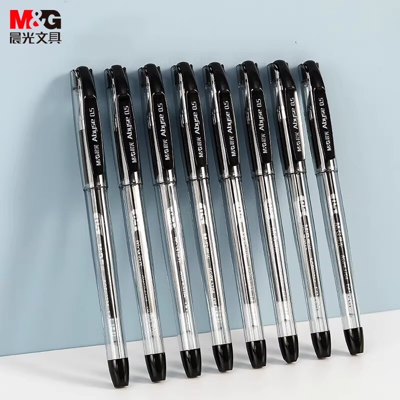 

M&G Stationery Gel Pen, 0.5mm Black, Refillable, Pull-Out Cap Design, Suitable for Students and Office Use