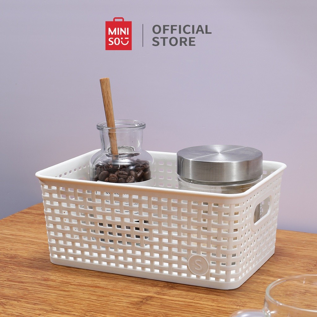 Jastip - MINISO Keranjang Penyimpanan Kamar Mandi Tempat Kain Multifungsi Kotak Ember Storage Organi