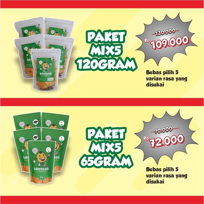 

KENTUNK MIX 5 PAKET HEMAT Keripik Kentang Serut Potato Chips Camilan