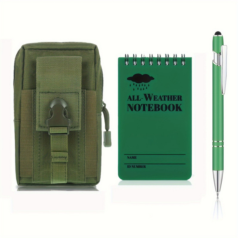 

3Pcs，1 waterproof notebook with 1 waterproof pen and 1 tactical bag waterproof organizer 3 Pocket notebook for outdoor recording
