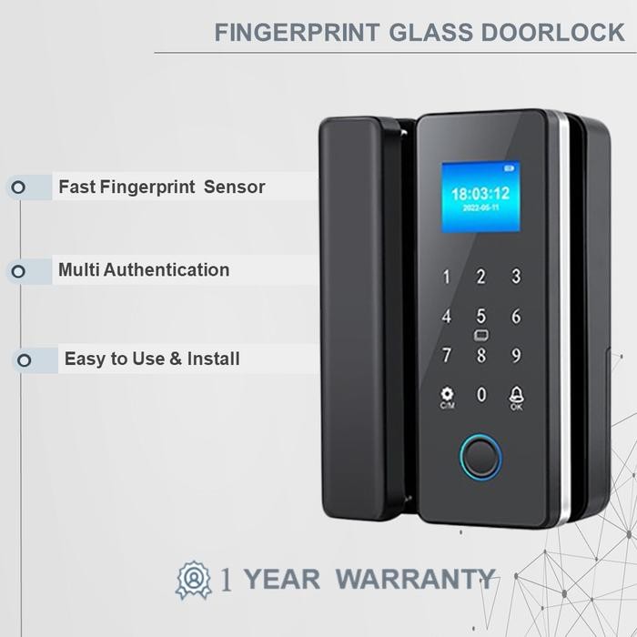 

KUNCI PINTU KACA DIGITAL SIDIK JARI/SMART GLASS DOOR LOCK FINGER PRINT