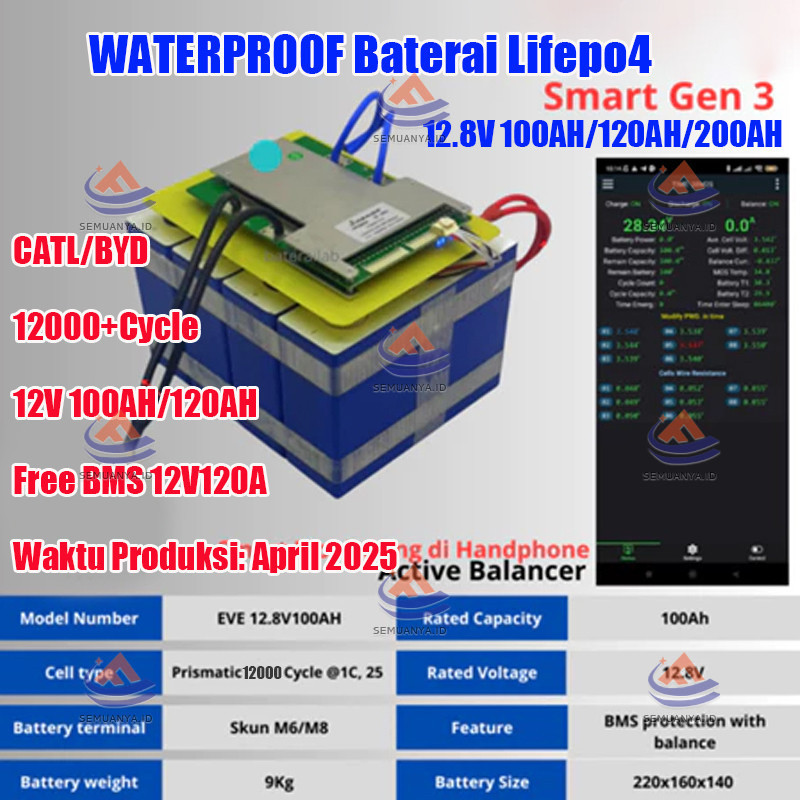 CALB 2025 Battery Baterai Lifepo4 12000+Cycle CATL/BYD Battery Lifepo4 12v 120ah/100AH Battery Lifep