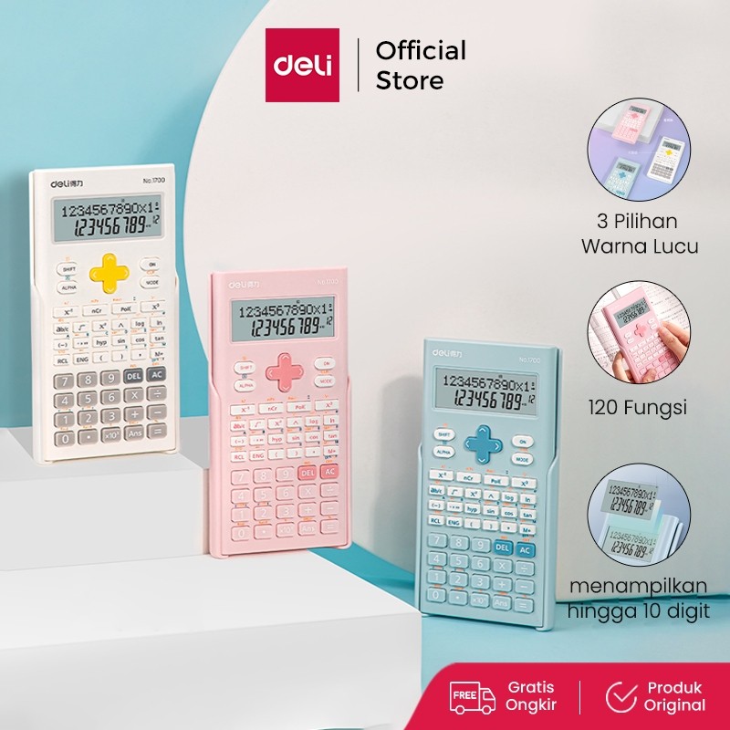 

Deli Calculator Scientific Kalkulator / Kalkulator Ilmiah 240 Fungsi Kalkulasi 3 Warna 1700