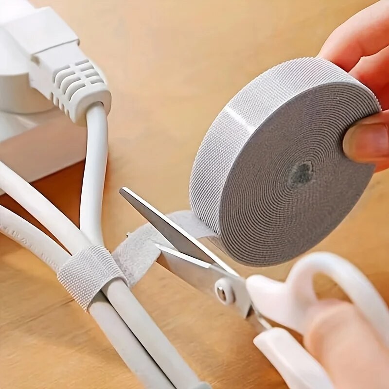 

1 Roll Reusable Fastening Tape Cable Ties, Multi-Purpose Cord Organizer, Computer And TV Wire Storage, Data Cable Management Tie