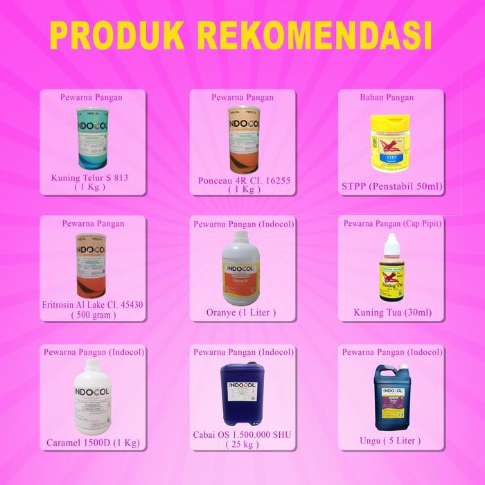 

Pewarna Makanan INDOCOL TARTRAZINE CI.19140 - PACKING 500 GR