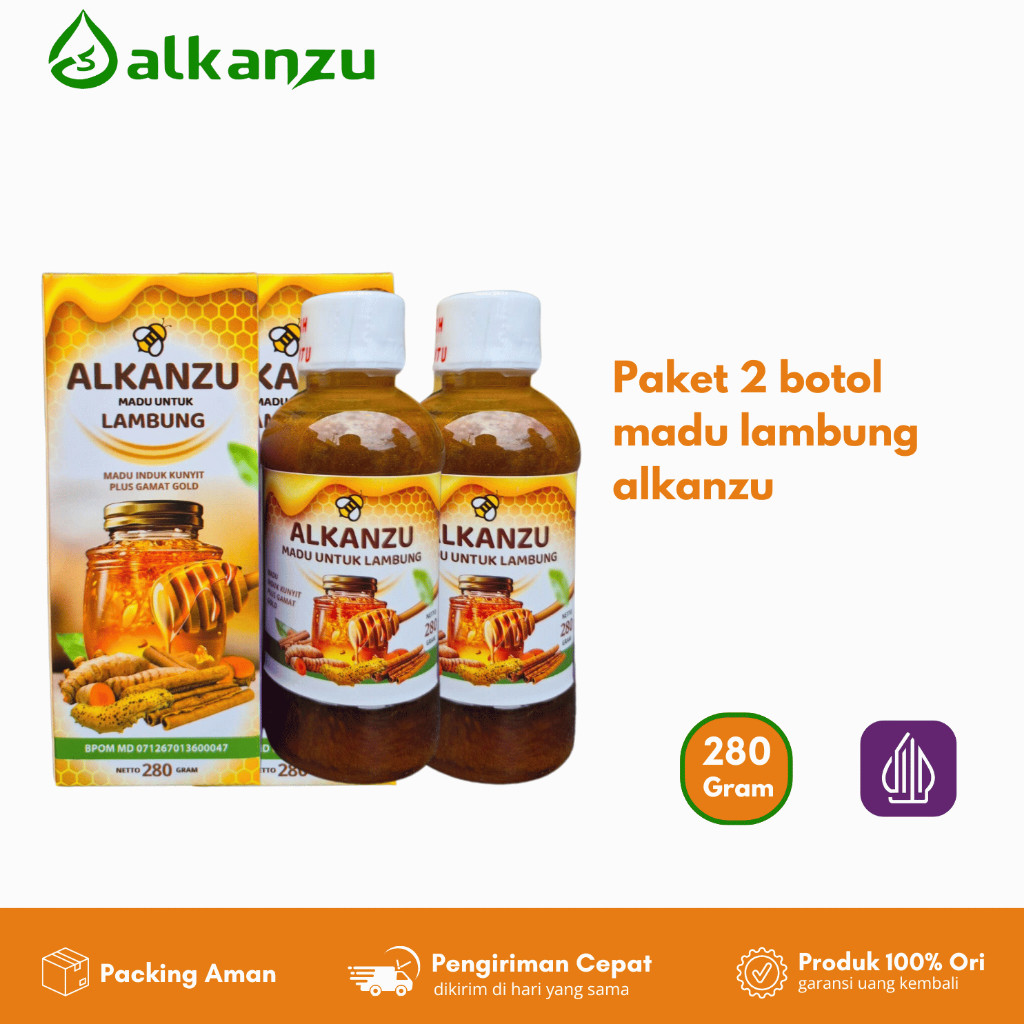 

ALKANZU Madu plus temulawak kunyit kayu manis dan gamat paket 2 botol