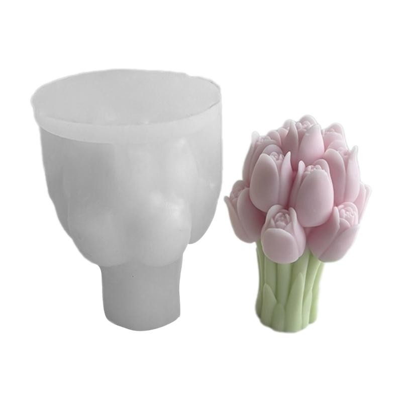 

JU06 Beautiful Resin Silicone Moulds Ornaments Molds Tulips Bouquets Shaped Statue Molds Silicone Moulds for Crafting