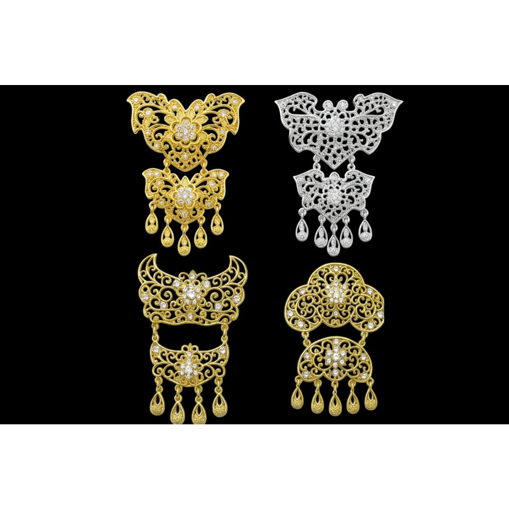 Bros Songket baju Kebaya Emas Mewah Susun Tingkat | Bros Pengantin Adat Tradisional tingkat