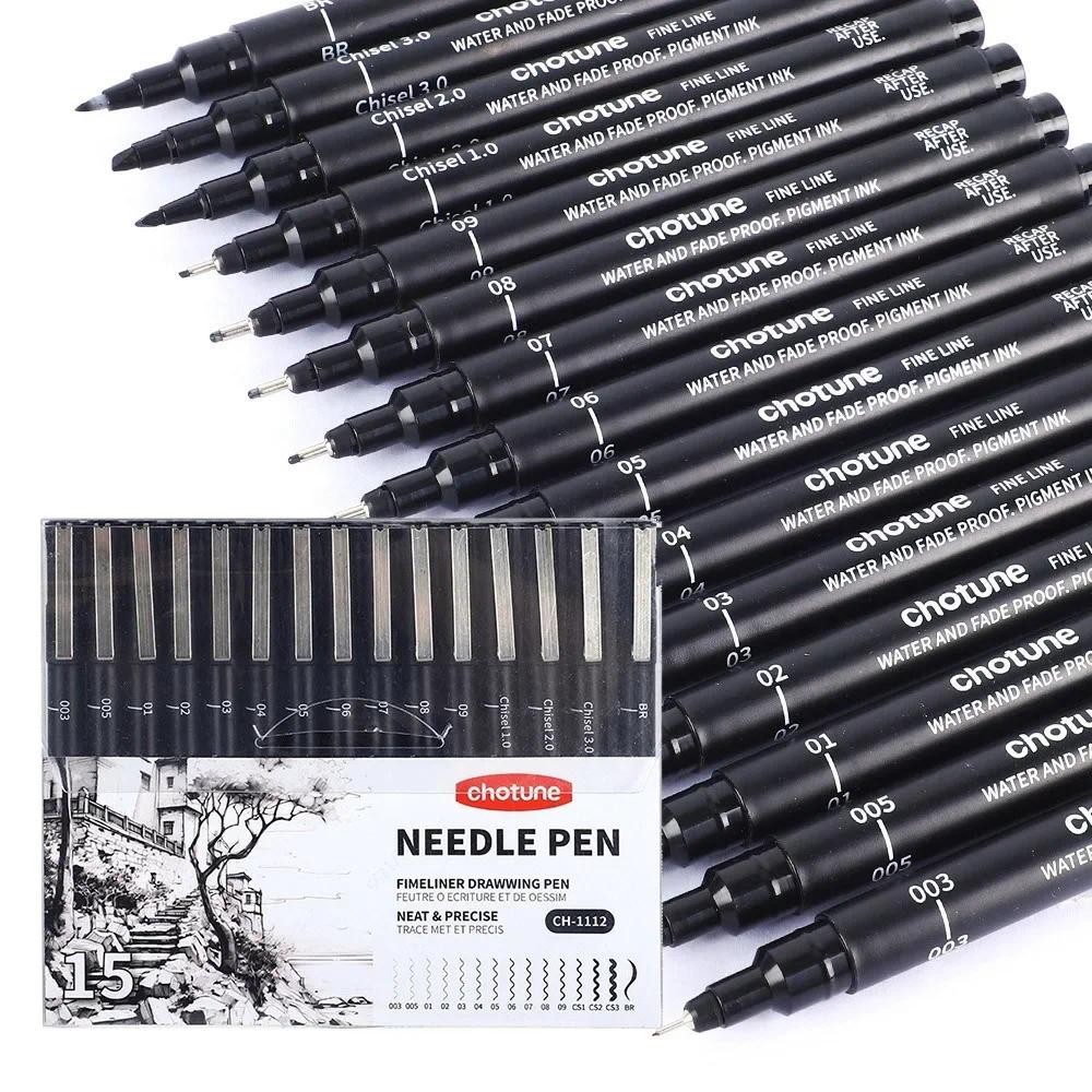 

Black Micro Pens,15 Sizes,Waterproof Archival Ink,Fine Point Pen for Artist Illustration,Sketching,Anime,Manga Technical Drawing