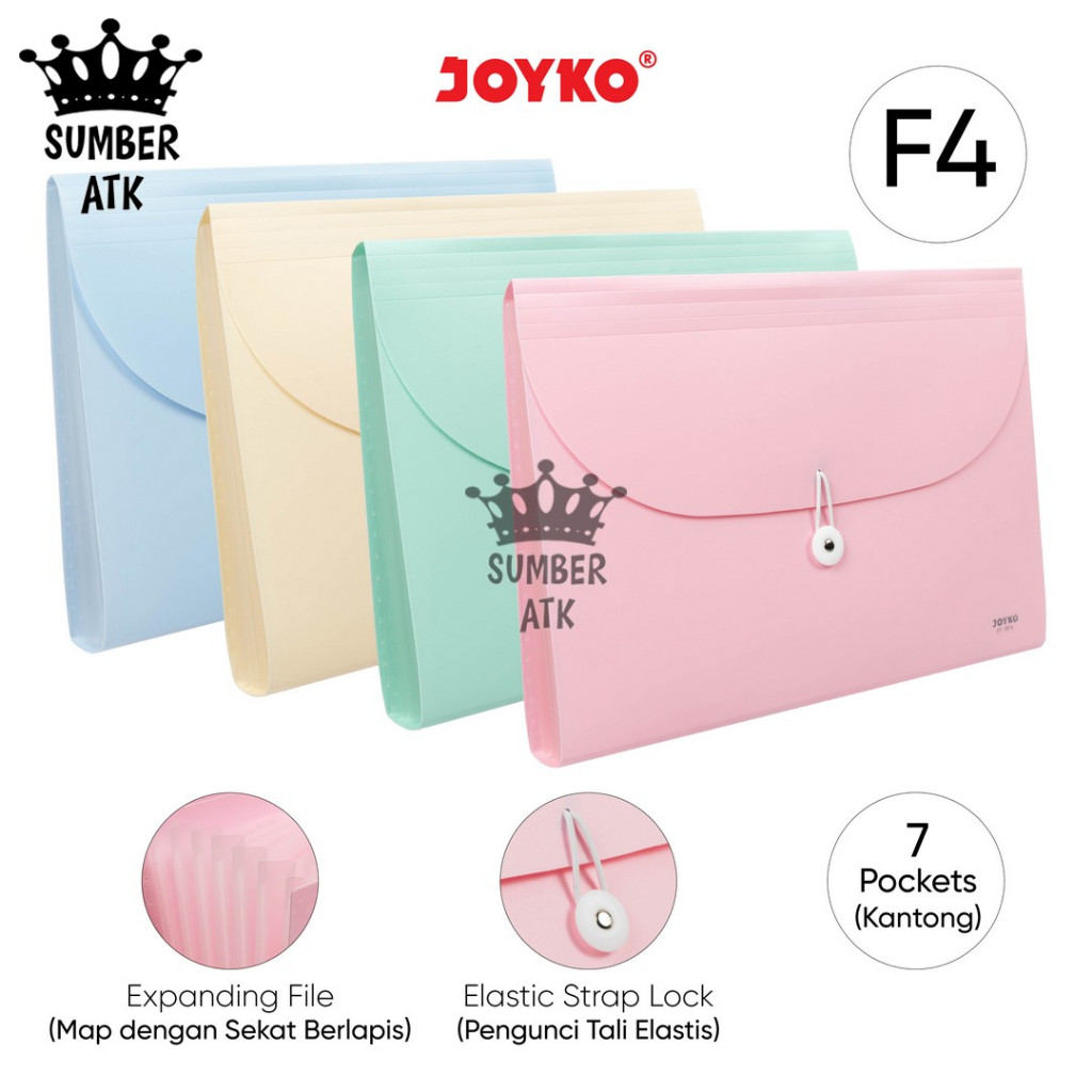 

Expanding File Map Harmonika Joyko EF-8F4 Pastel Color 7 Pocket F4