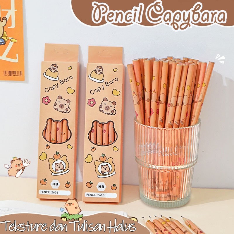 

Pensil Imut 1 pak berisi 12pcs capybara/Pensil kayu pola lucu HB Pencil