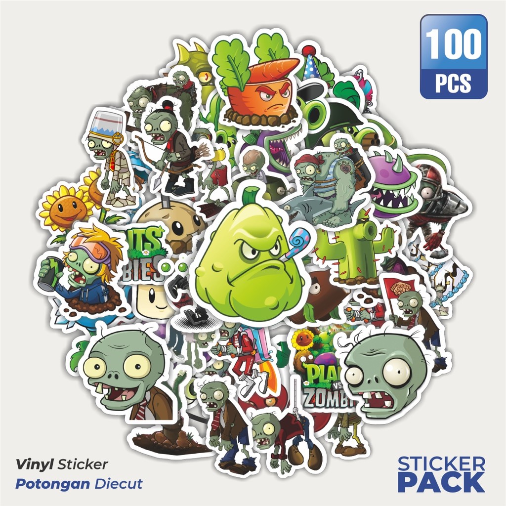 

Super Hemat! 100 PCS Stiker Game Series PLANT vs ZOMBIE Character Mix 4 Waterproof Aesthetic- Untuk Laptop, Motor, dan Hem - Paper Stationery Pack