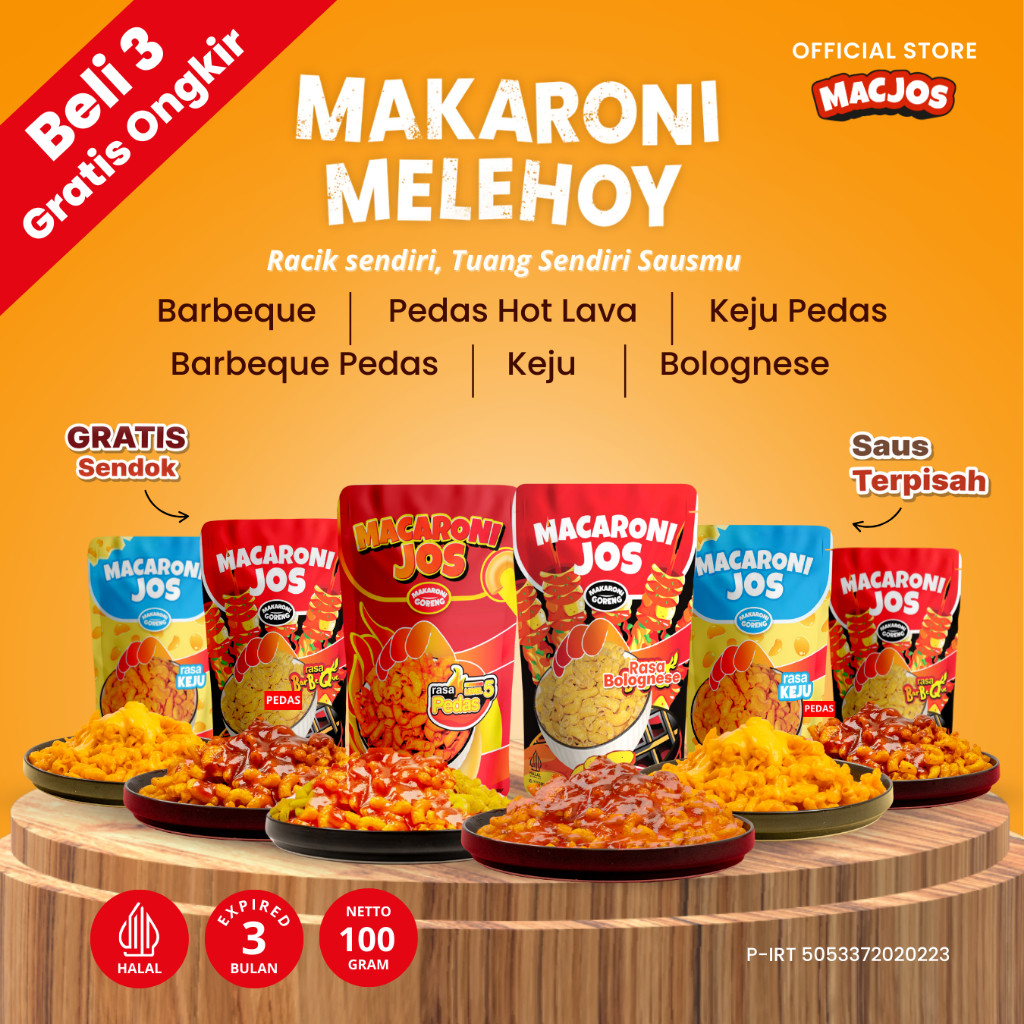 

Lecy.store2 MACJOS Makaroni Melehoy - Isi 100gr Cemilan Makaroni Murah