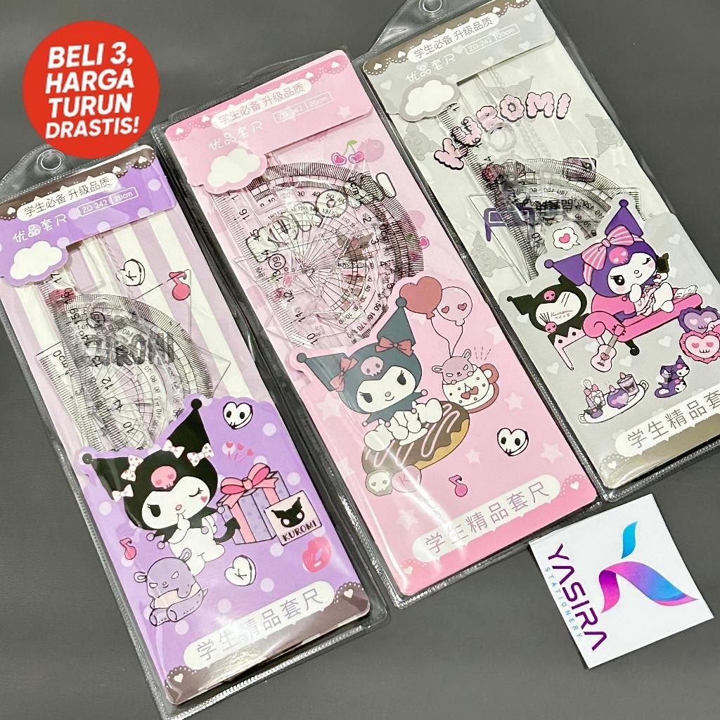 

SATU SET 4 PCS Penggaris Set Tebal 20cm Wadah Dompet Karakter Lucu