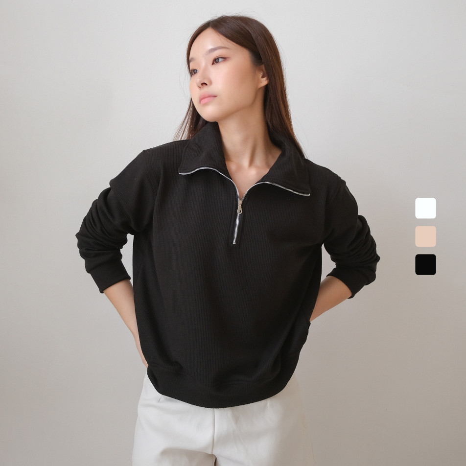 CF45RF SAGI - Rio Upper Zip Long Sleeve Jacket | Atasan Outer Kaos Berkerah Wanita Lengan Panjang