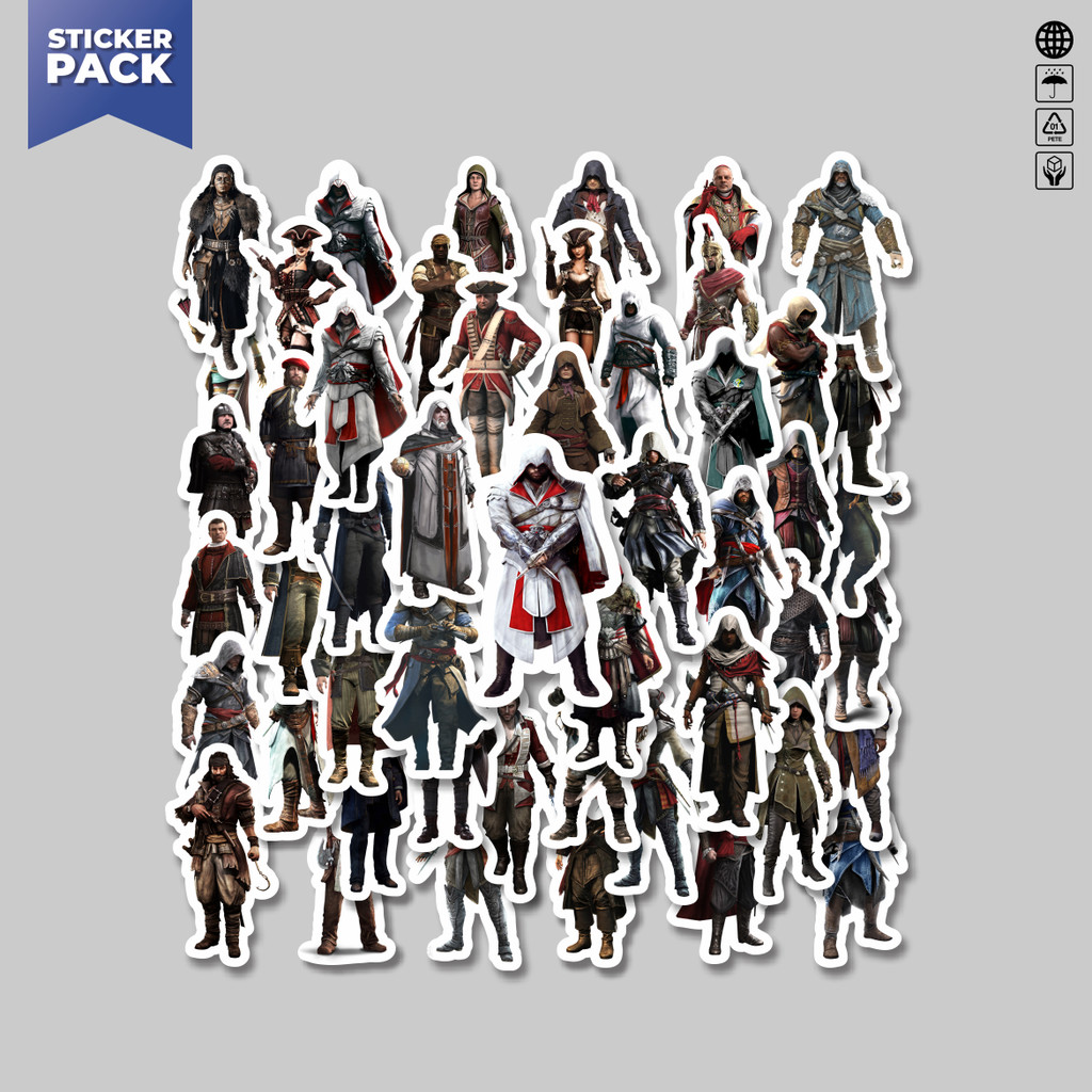 

[100PCS]Stiker Pack Stiker Game Series Assasin's Creed Universe Mix 3 Aesthetic Vinyl Anti Air Dekorasi Sticker Laptop Buku Journal Koper Helm Casing HP Gitar Helm Skateboard
