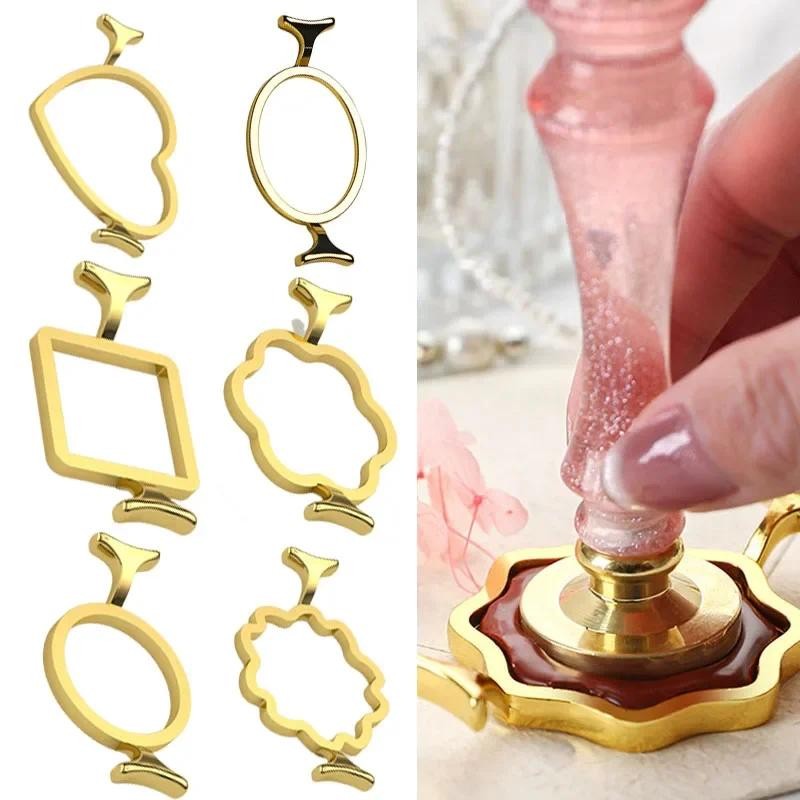 

Wax Seal Metal Mold Holder Wax Seal Stamp Rings Metal Sealing Round Flower Heart Wedding Shape for Card Making Supplies SB037