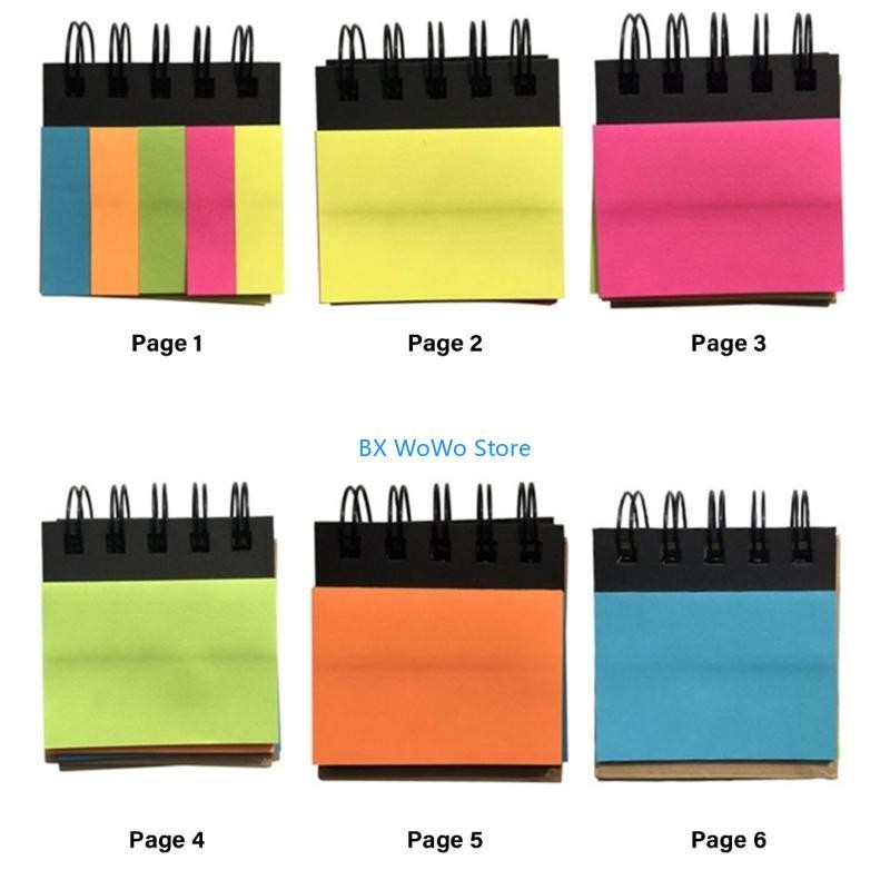 

918A Small Spirals Notebook Sticky Pad Hard Cover Sticky Note Self-Adhesive Memos Pad Combination Note Pad for Home