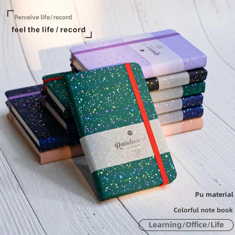 

A5 Glossy Hardback A6 Tied Notebook Student Portable Small Book Thickened Inner Pages Non-bleed Through Leather Cover Book