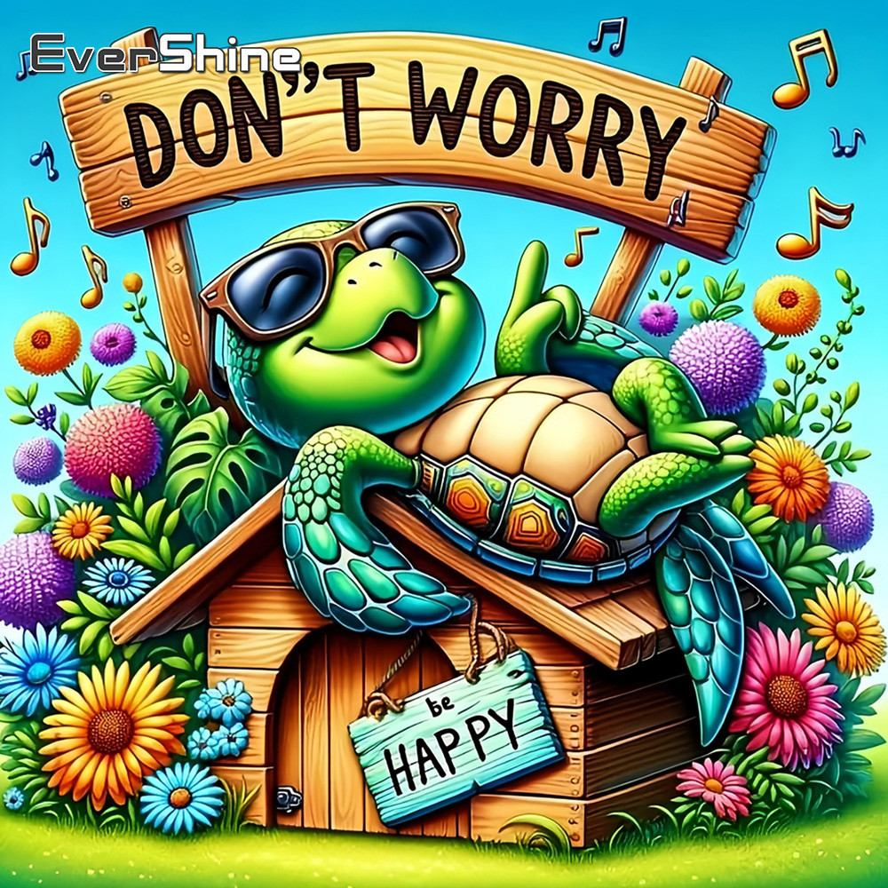 

EverShine Diamond Painting Turtle House Picture of Rhinestones Mosaic Animal Novelty 2024 Embroidery Cartoon Sale Decor for Home