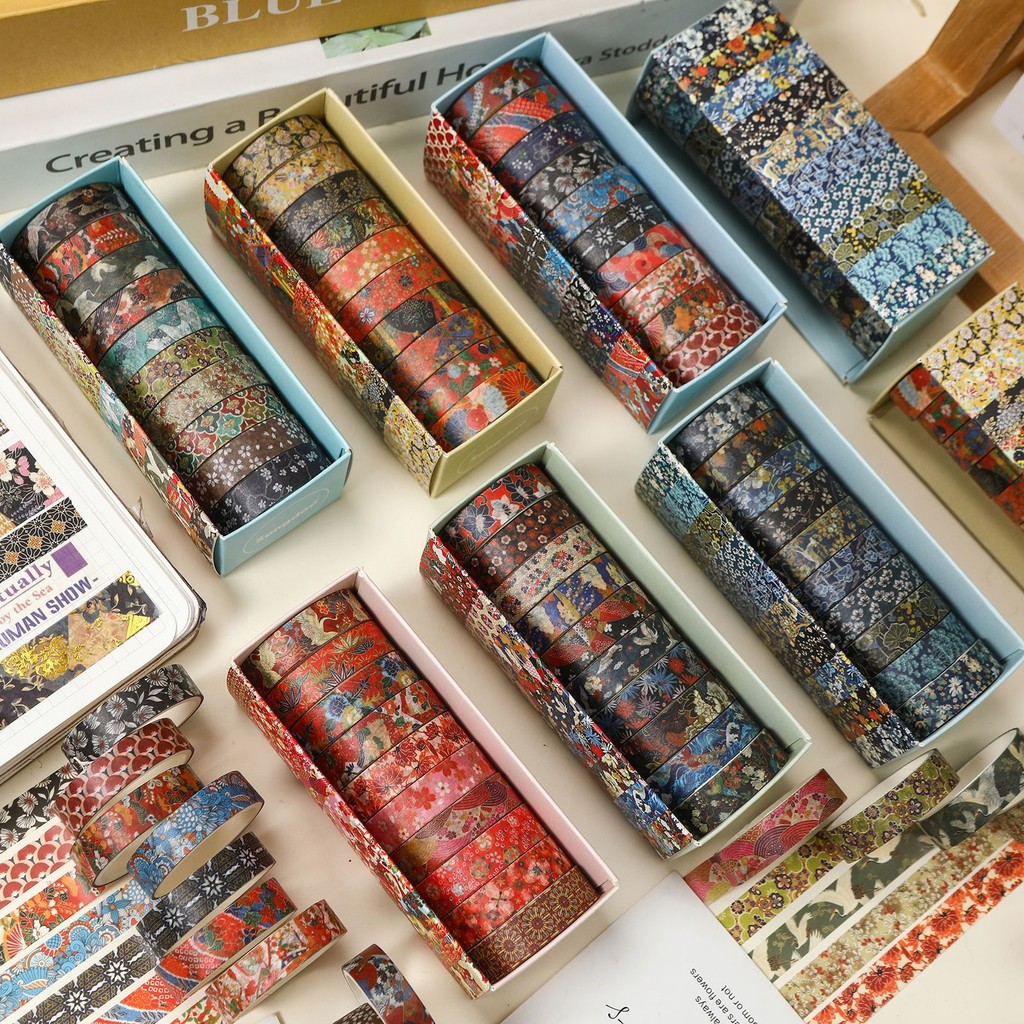 

10pcs Ukiyoe Series Paper Tape Set Art Clipart DIY Production and Paper Tape Office School Student Stationery Supplies