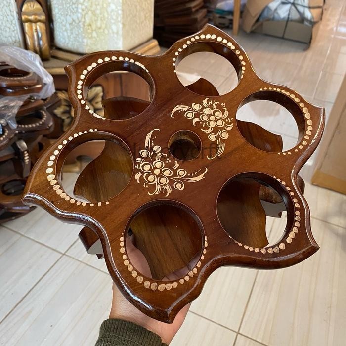 TEMPAT AQUA GELAS ISI 6 LUBANG  Kayu Jati/tempat Aqua kayu jati - KERAJINAN KAYU JATI, TEMPAT AQUA G