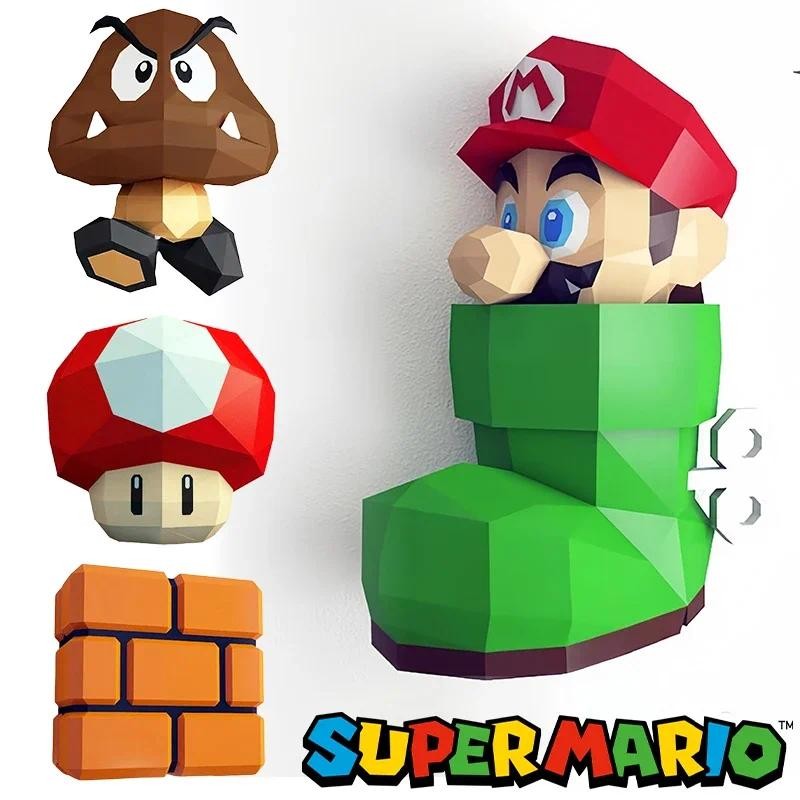 

Super Mario DIY 3D Paper Model Anime Desktop Ornaments Game Bedroom Wall Decorations Creative Handmade Origami Geometric Toys