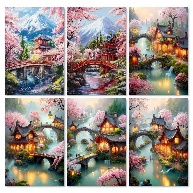 

GATYZTORY 40x50cm Painting By Numbers For Adults Cherry Blossom Paint By Number DIY Gift Unique Japanese Home Decors Artwork