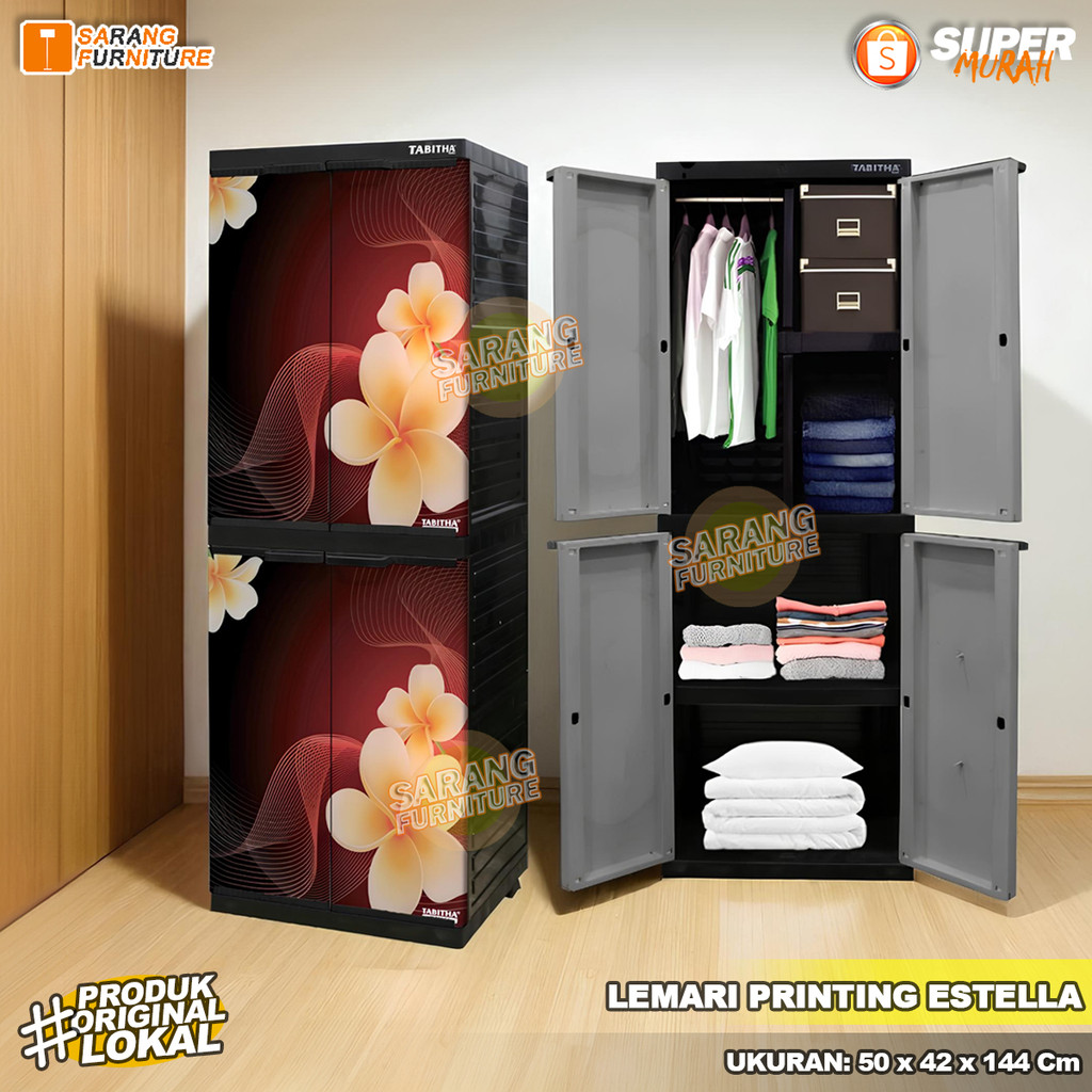 Lemari Pakaian Plastik Tabitha LS2P Estella Lemari Lemari 4 Susun Lemari Kaca Lemari Gantung