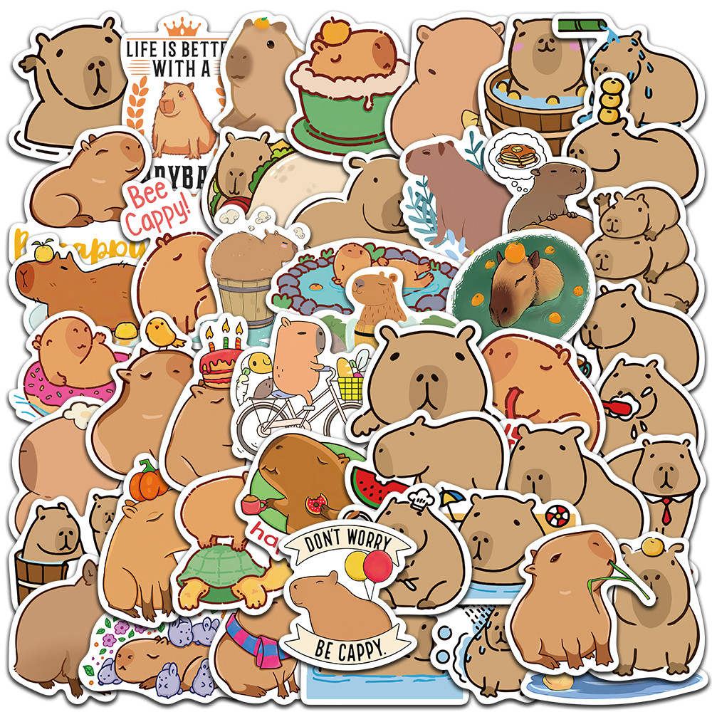 

50pcs Cute Cartoon Animals Capybara Stickers Kids Gift For Laptop Luggage Phone Notebook Waterproof Graffiti Bicycle Decals