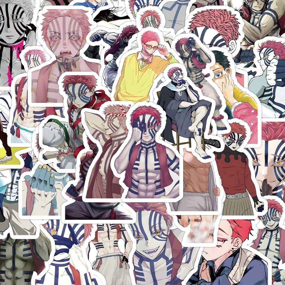 

60Pcs Anime Demon Slayer Akaza Stickers Akaza DIY Stickers Scrapbooking Phone Luggage Skateboard Waterproof Decals