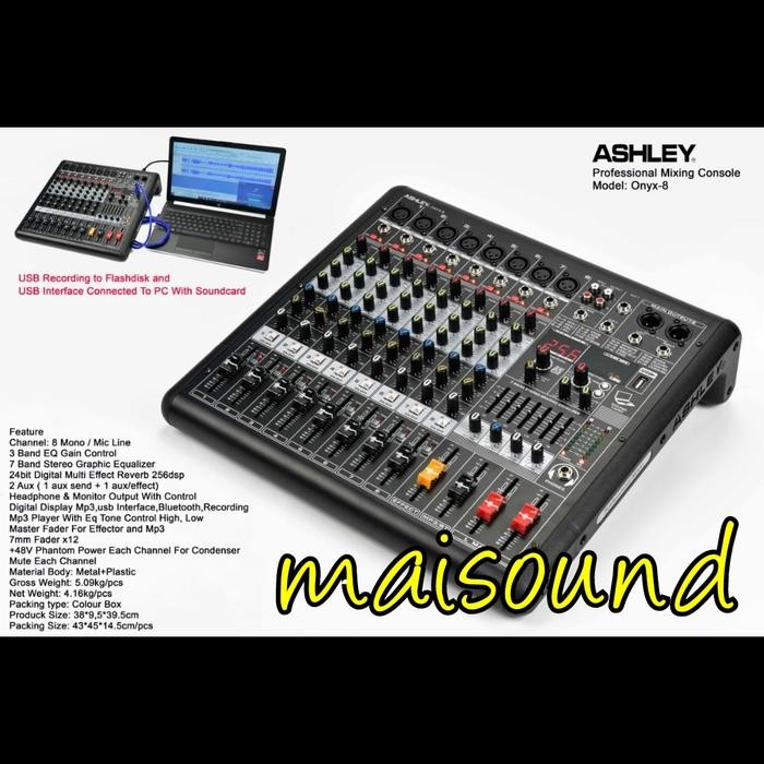 MIXER AUDIO ASHLEY ONYX 8 CHANNEL MIXER ASHLEY ONYX8 USB INTERFACE ORI
