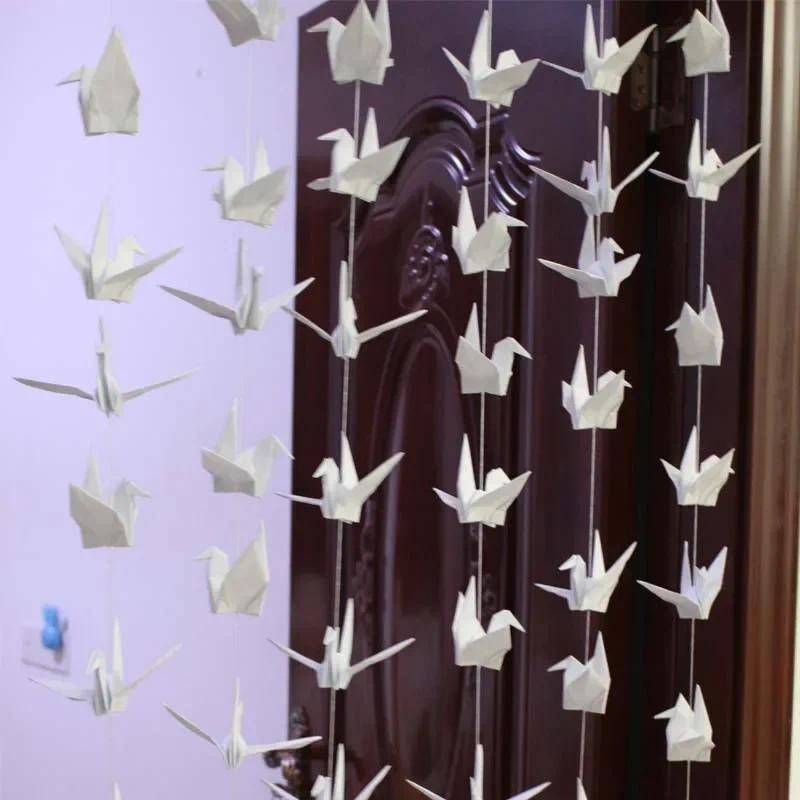 

1Strings White Origami Paper Crane Garlands Decor Origami Birds Streamers for Baby Shower Engagement Valentines Birthday Party
