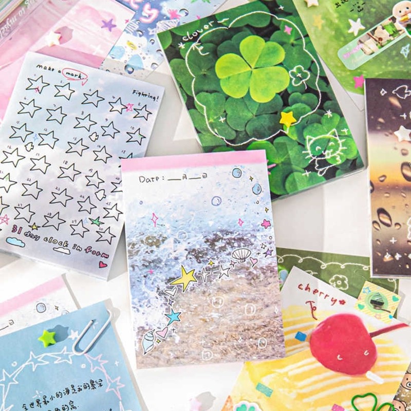 

60pcs/pack Cute Dream Travel Series Memo Pads Message Paper Notebook Journal DIY Material Decoration Base Note Paper Stationery