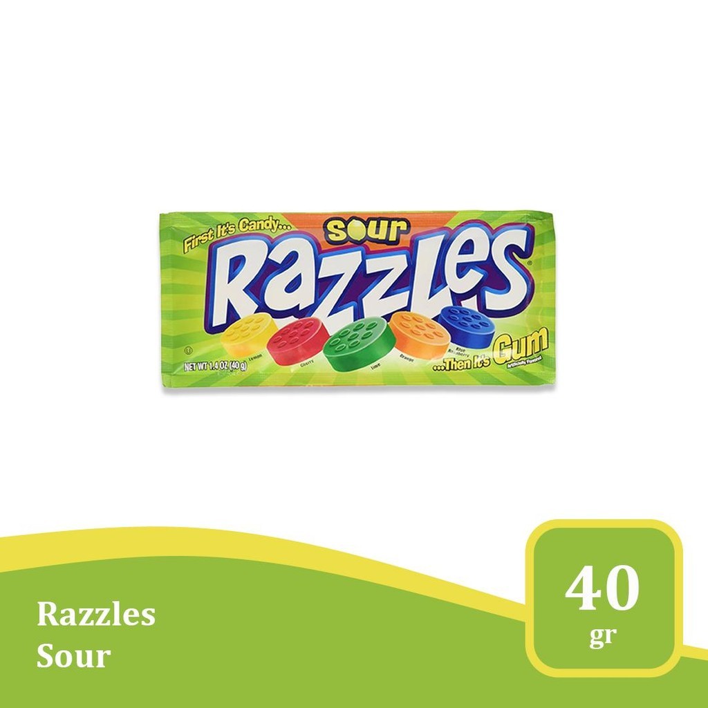 

Razzles Sour 1.4 Oz - permen karet asam rasa buah import USA