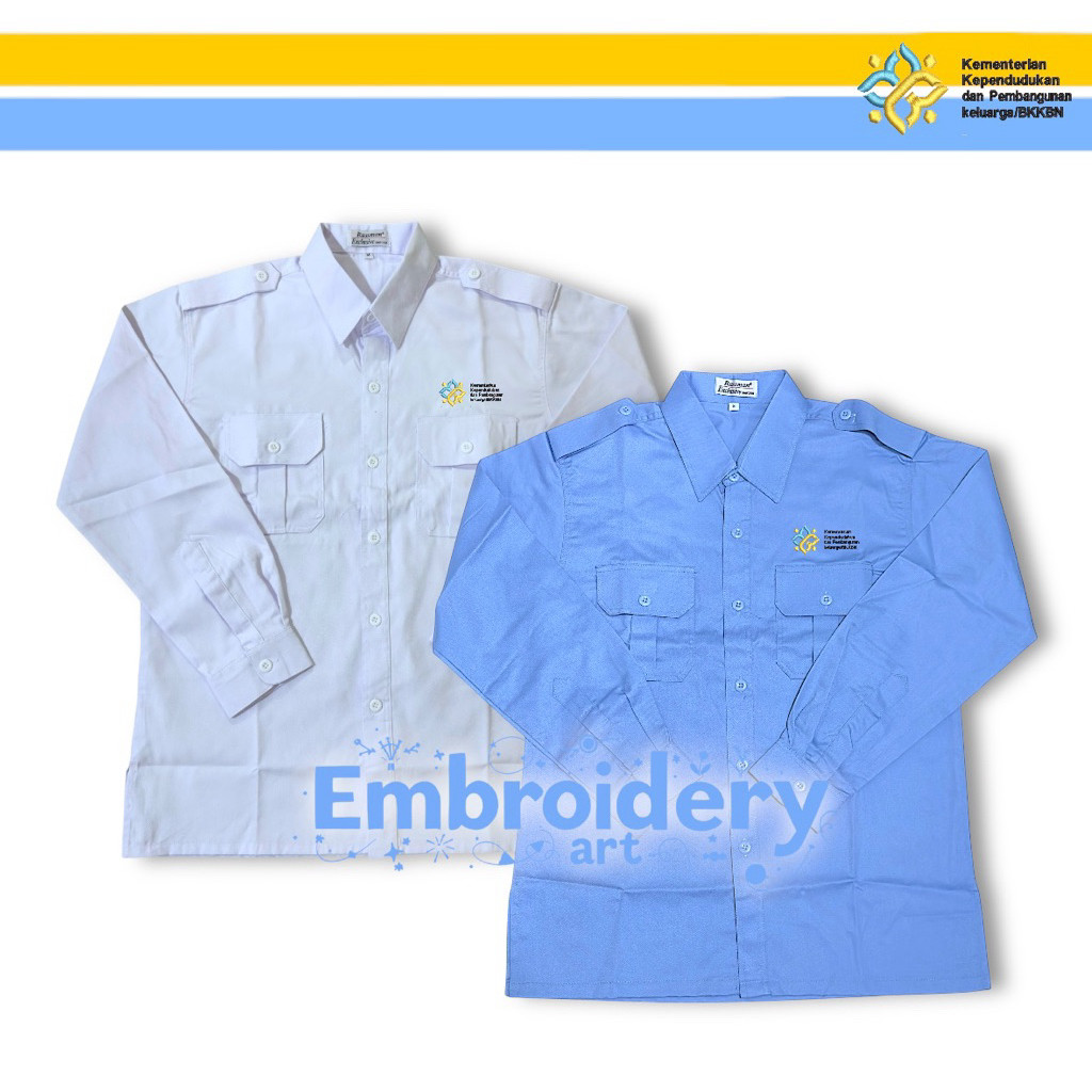 Seragam BKKBN Kemeja KEMENDUKBANGGA/BKKBN 2025 – Model Terbaru | Baju Dinas PDL BKKBN dengan Saku Tu
