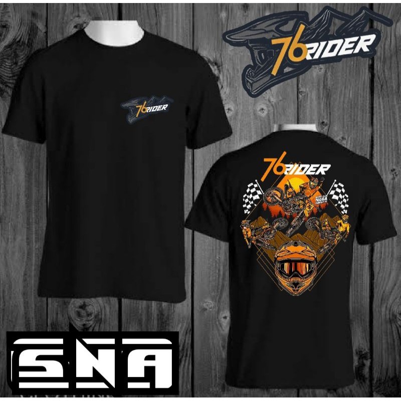 Kaos 76 Rider Tshirt Motor Outdoor Trabas Original cotton combed 24s Jetblack super lembut