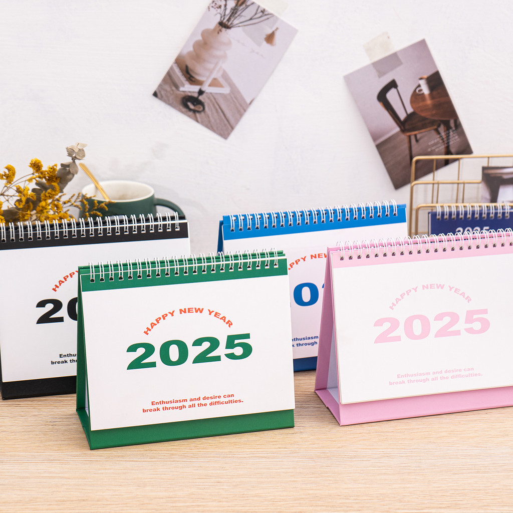 

1pc Monthly 2025 Desktop Calendar - Time Planner With To-do List, Metal Double Line Binding & Note Space