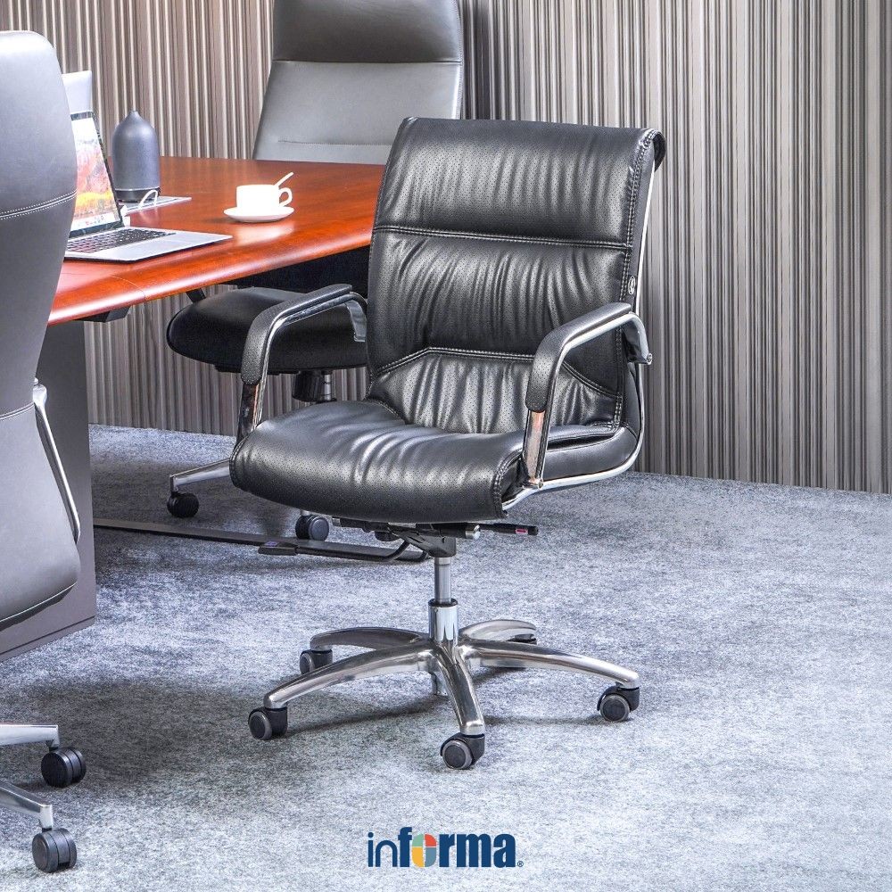 Informa G Council Kursi Kantor Sandaran Rendah - Hitam Tempat Kerja Dengan Roda Office Chair Kursi S