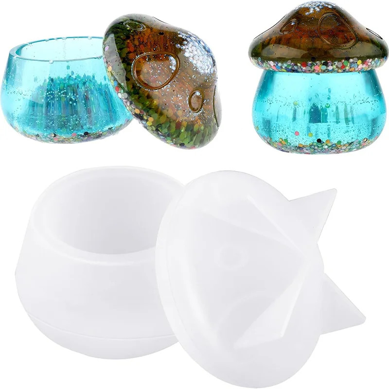 

Mushroom Resin Jar Mold with Lid, Silicone Molds for Gifts, Storage Container, Candle Holder, Candy Jar