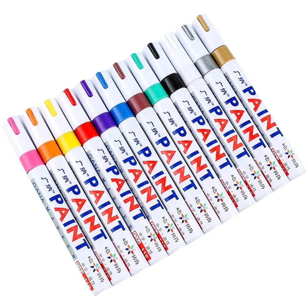 

6 Pcs Colorful Permanent Paint Marker Waterproof White Markers tire tread rubber fabric Paint metal 12 Colors Paint Marker Pens