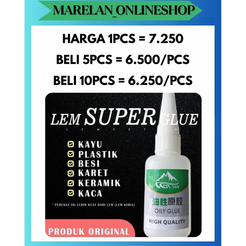 

MOS OILY GLUE 50GR LEM SUPER SERBAGUNA PEREKAT KUAT KERAMIK KACA LOGAM KARET PLASTIK