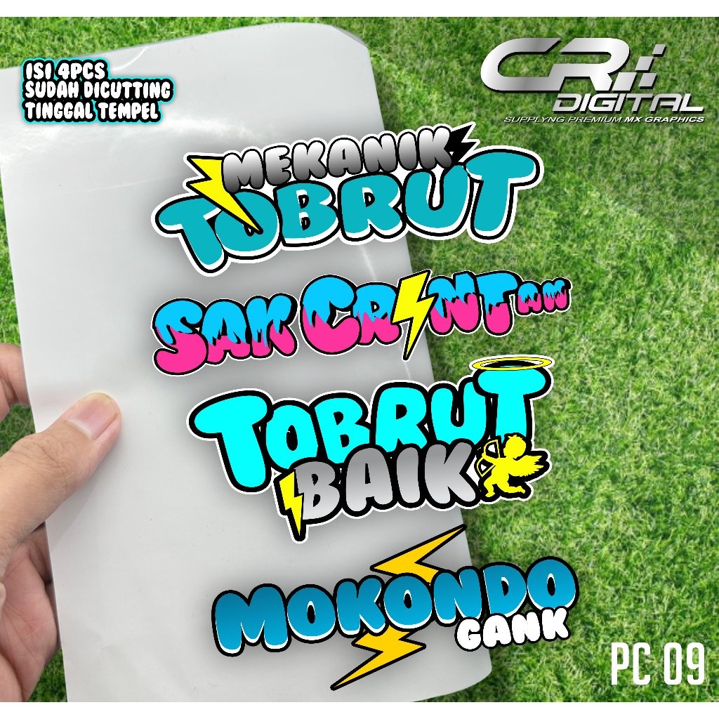 

Sticker isi 3pcs Udah Di potong Sticker MOKONDO GANK , MEKANIK SAK CROTAN VIRAL TERBARU PC09