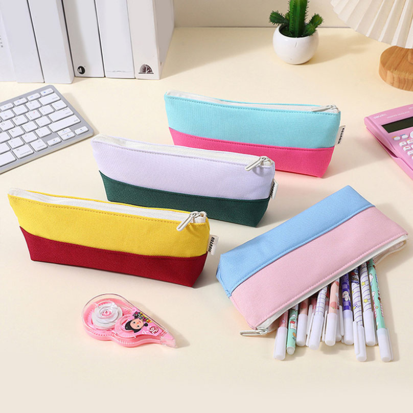 

Stitching Color Pencil Case Estuche Escolar Pencil Cases Stationery Back To School Simple Pen Case School Supplies Pencil Pouch