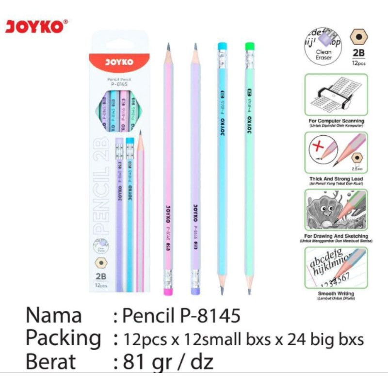 

Pensil 2B joyko p.8145 ( 1pak/12pcs )
