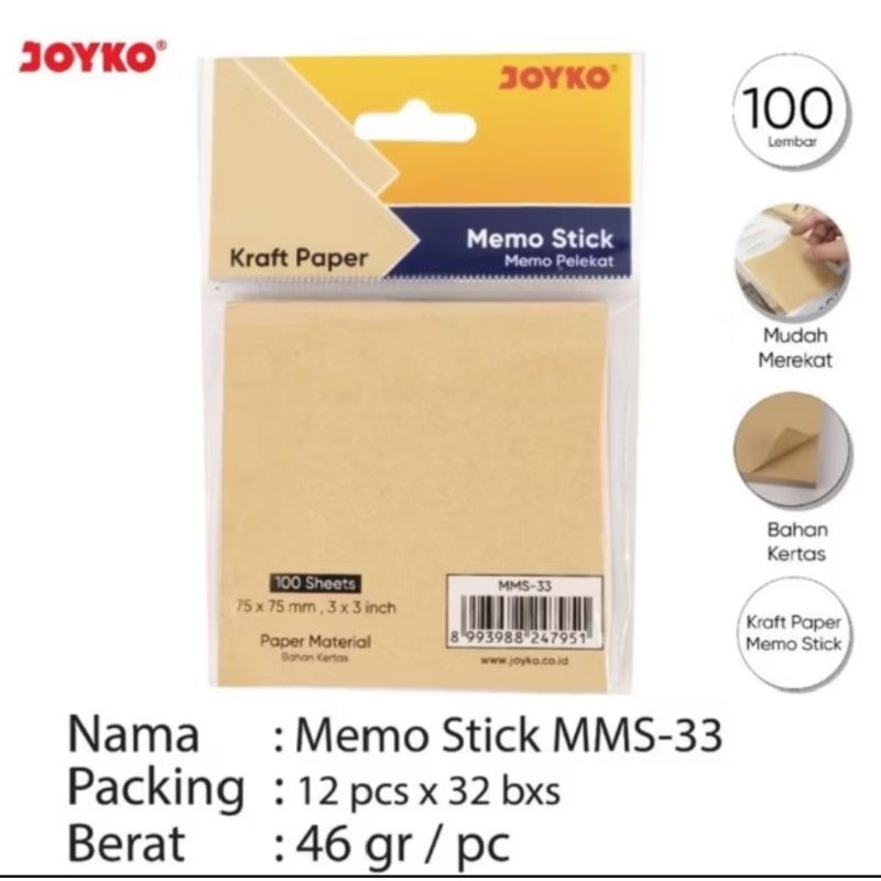 

Memo Stick/Sticky Notes Joyko Mms-33 ( 1pad )
