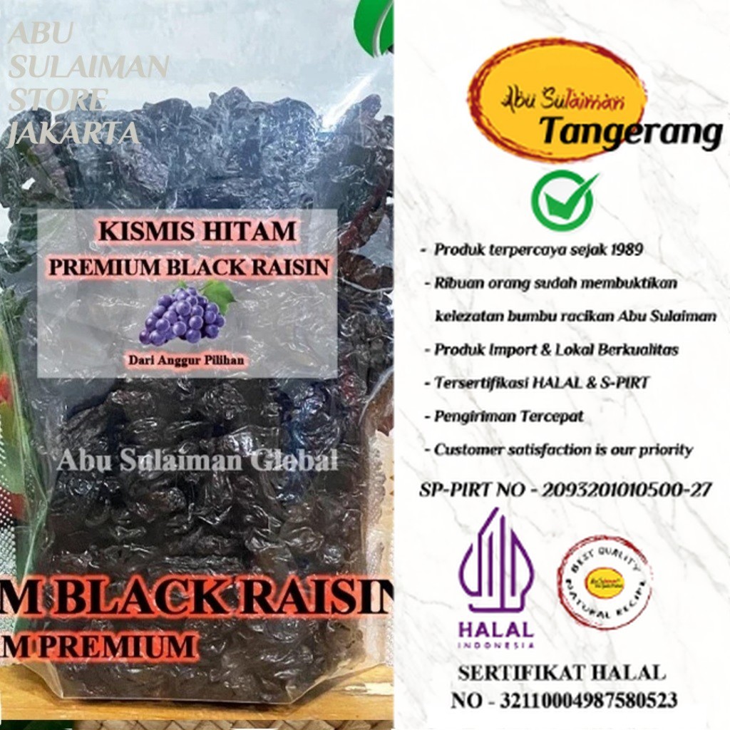 

KISMIS HITAM 1 KG / DARK RAISINS 1 KG / BLACK BROWN RAISINS 1 KG / KISMIS 1 KG Abu Sulaiman Store Tangerang