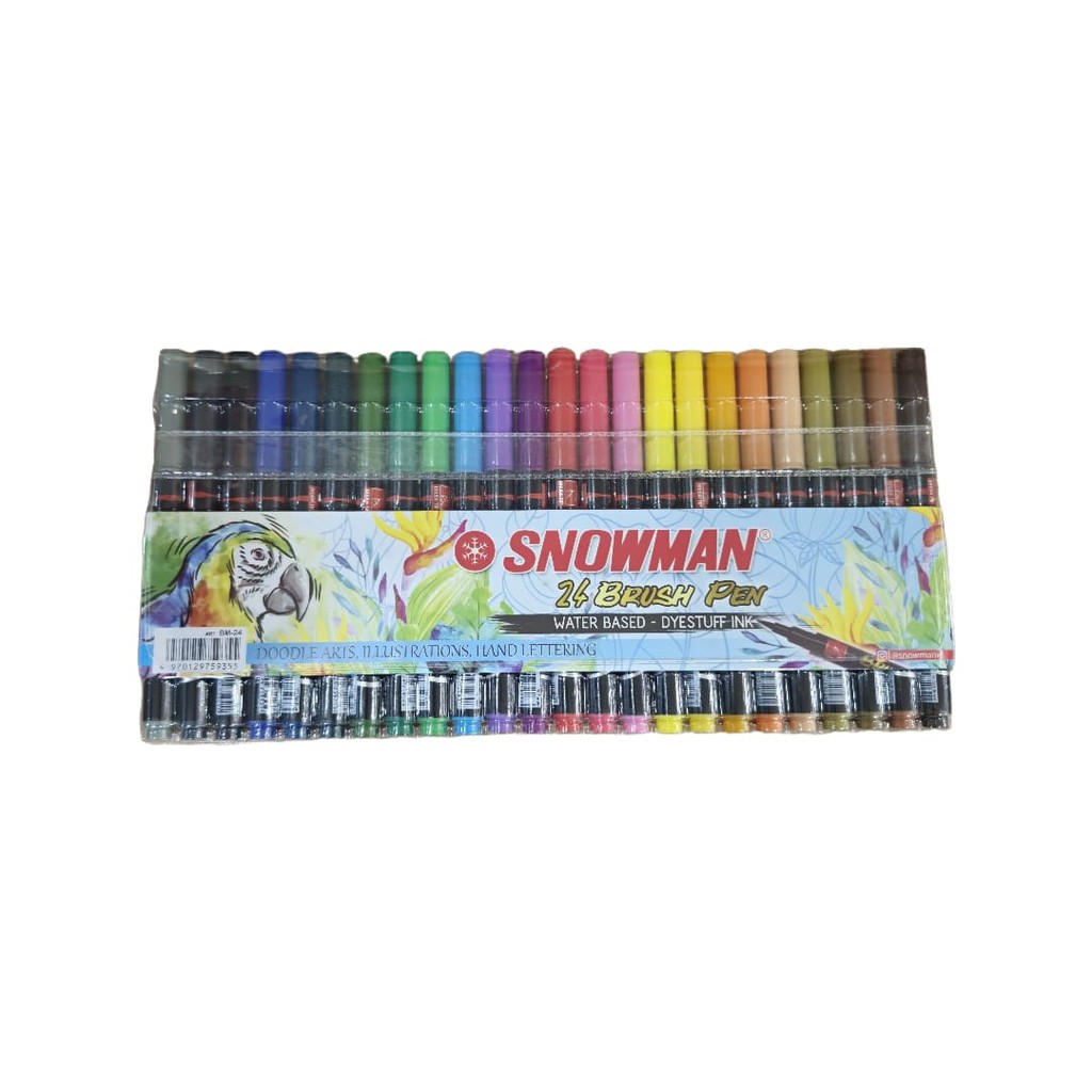 

SNOWMAN BRUSH PEN 24 / BRUSHPEN 24 COLOUR KALIGRAFI SPIDOL KUAS Atk